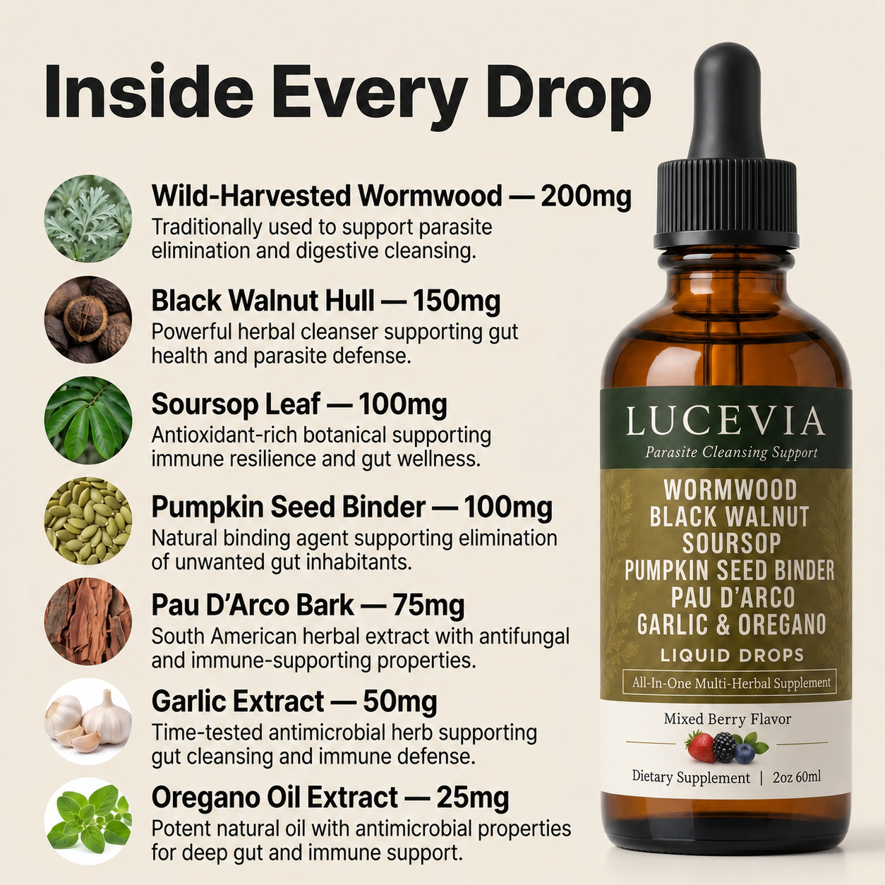 LUCEVIA Wild-Harvested Wormwood Herbal Drops