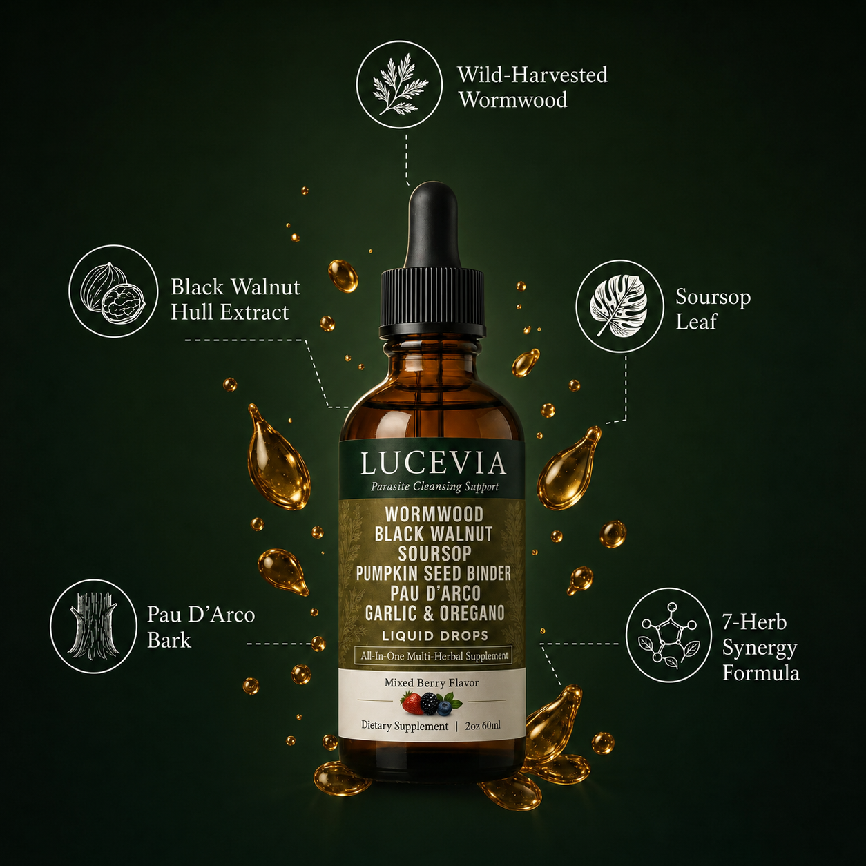 LUCEVIA Wild-Harvested Wormwood Herbal Drops