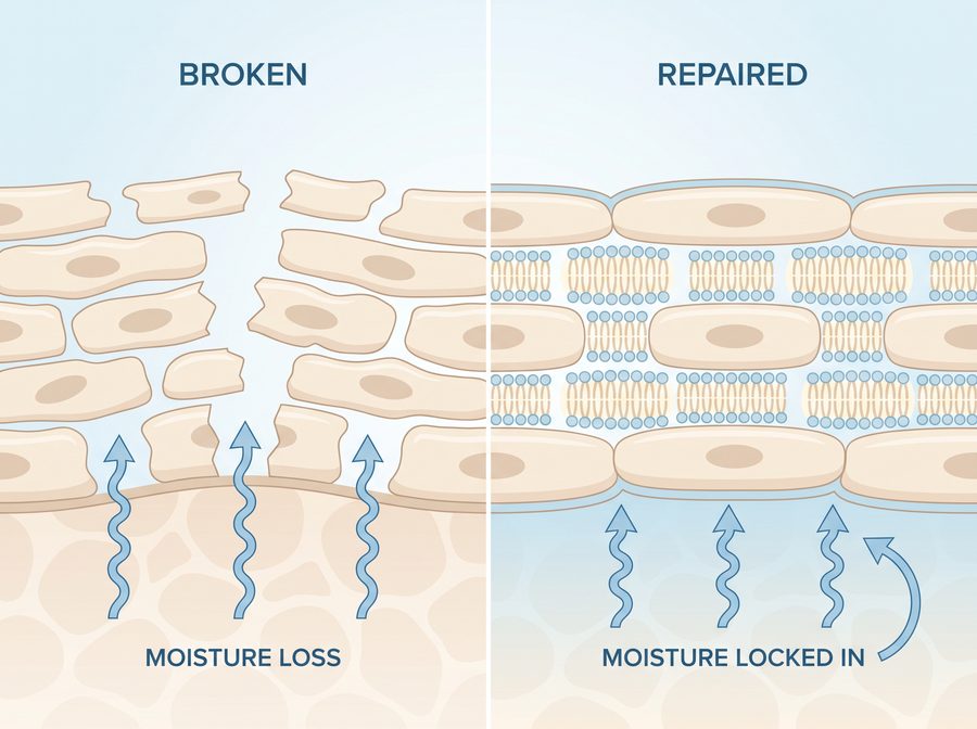 Ceramide complex rebuilds skin barrier