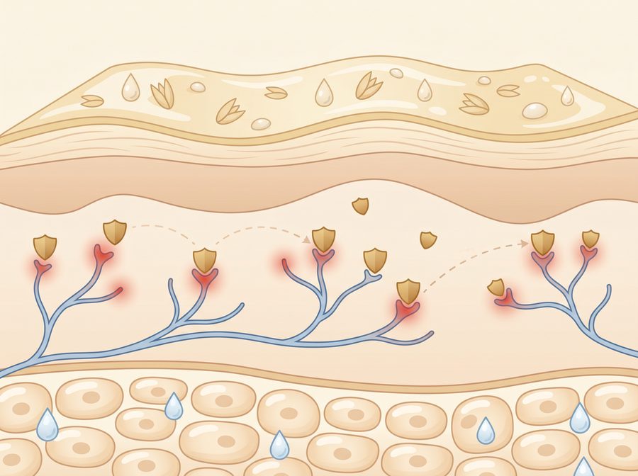 Colloidal oatmeal soothes itch at nerve level